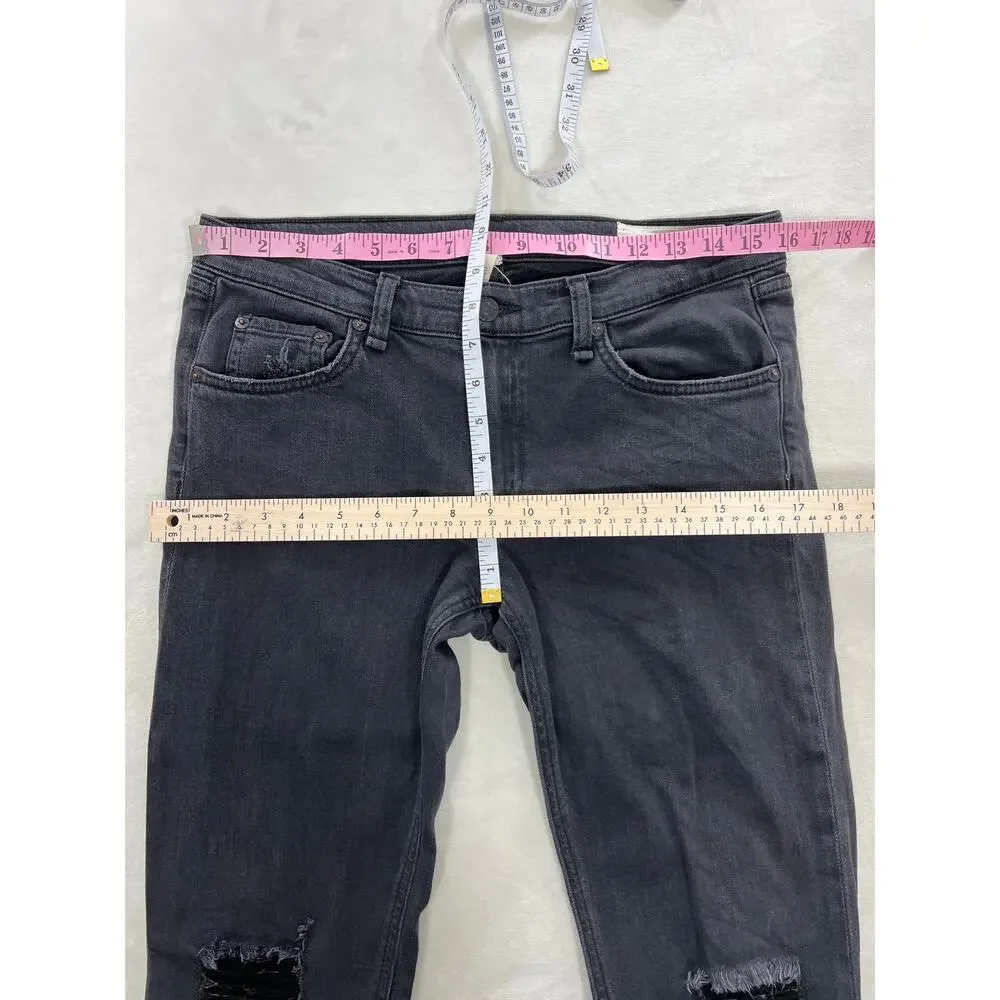 Rag & Bone Skinny Dark Gray Soft Rock Mid Rise Jeans Distressed 30 Y2K - Picture 7 of 8